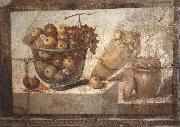 unknow artist, Kristallschussel with fruits Wandschmuch out of the villa di Boscoreale